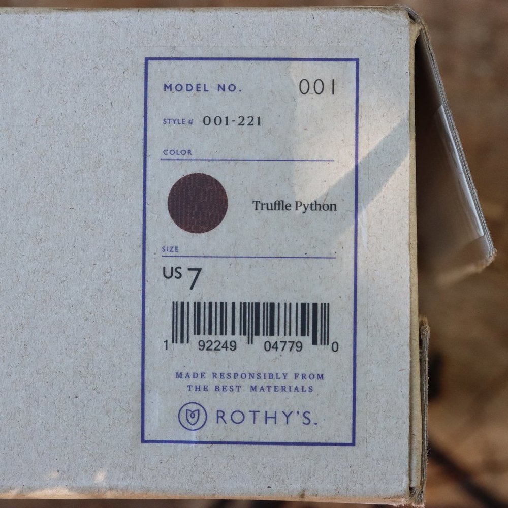 Retired Rothy's Truffle Python Flats Size 7 NIB - Picture 5 of 5